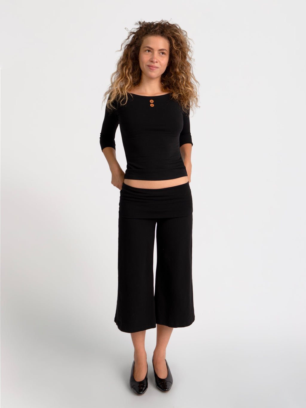 3/4 Sleeve Boat Neck Top