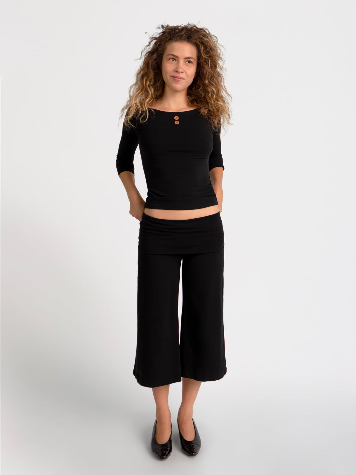 3/4 Sleeve Boat Neck Top