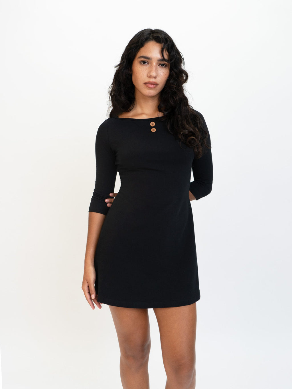 3/4 Sleeve Boat Neck Dress