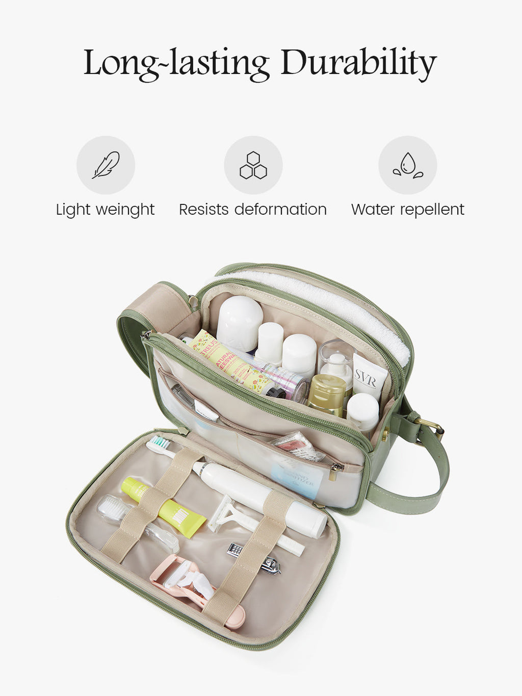 Elena Large Vegan Leather Toiletry Bag