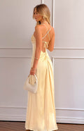 Blaise Yellow Satin Maxi Dress