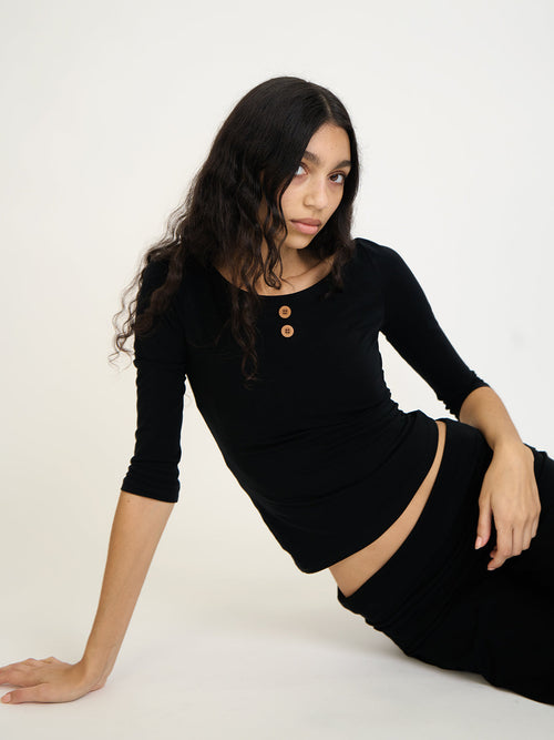 3/4 Sleeve Boat Neck Top