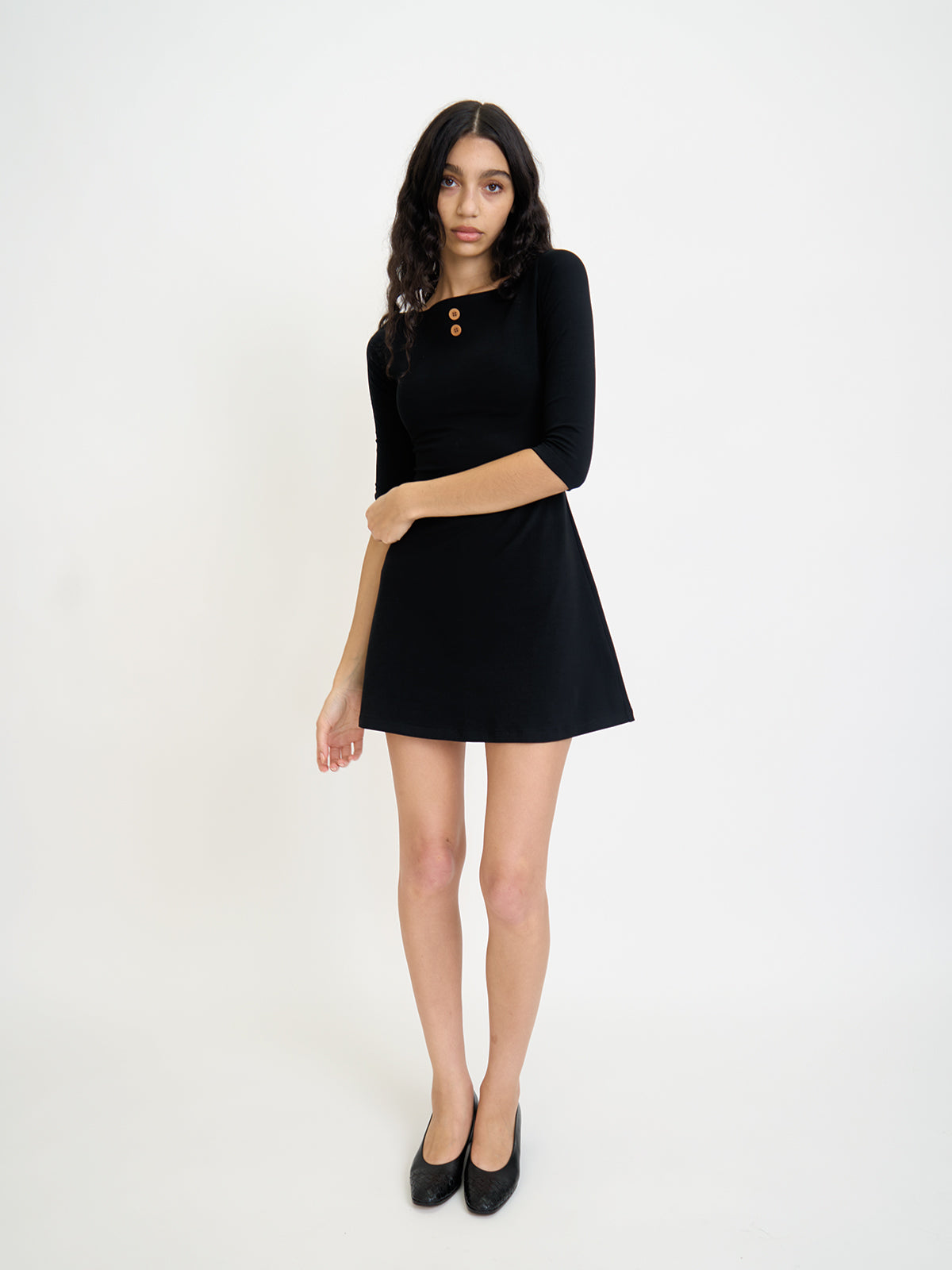 3/4 Sleeve Boat Neck Dress