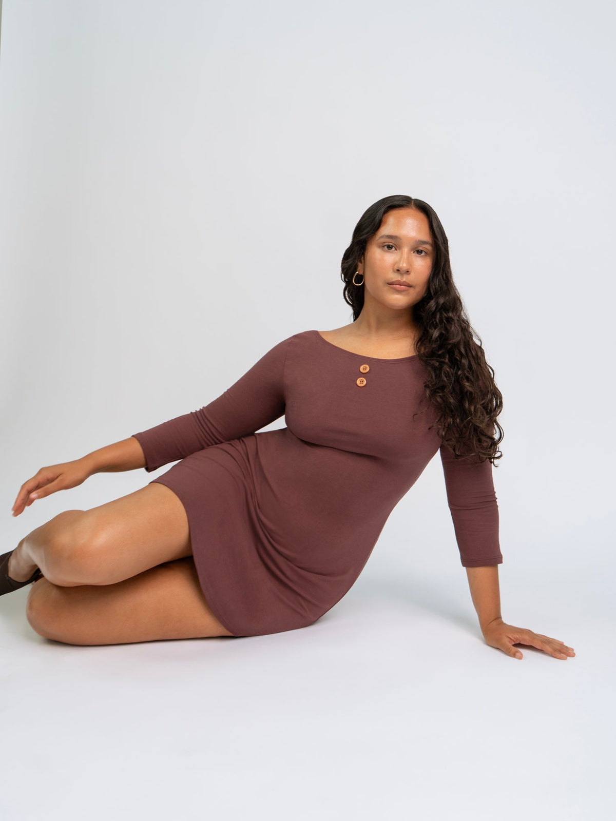 3/4 Sleeve Boat Neck Dress