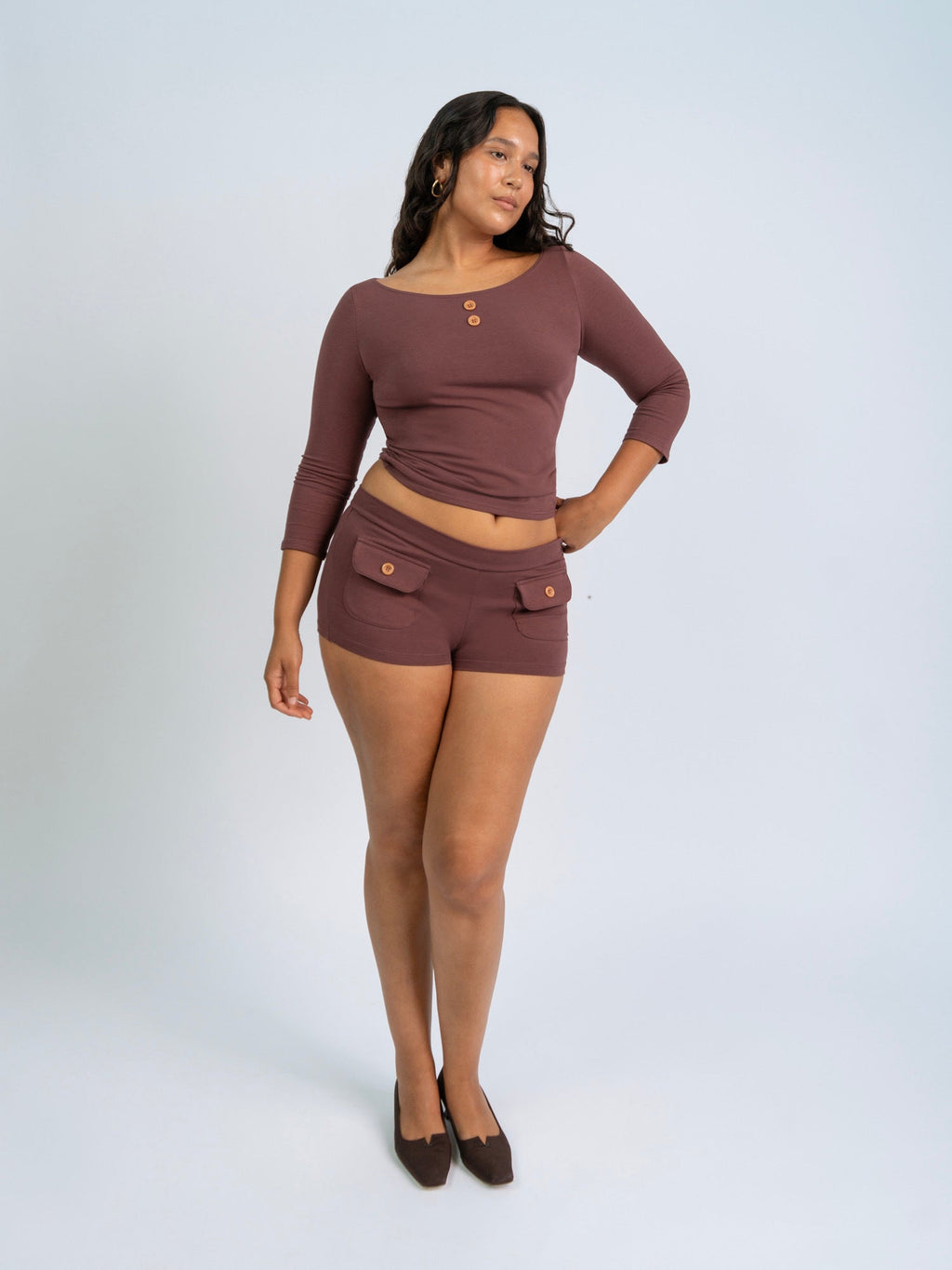 3/4 Sleeve Boat Neck Top