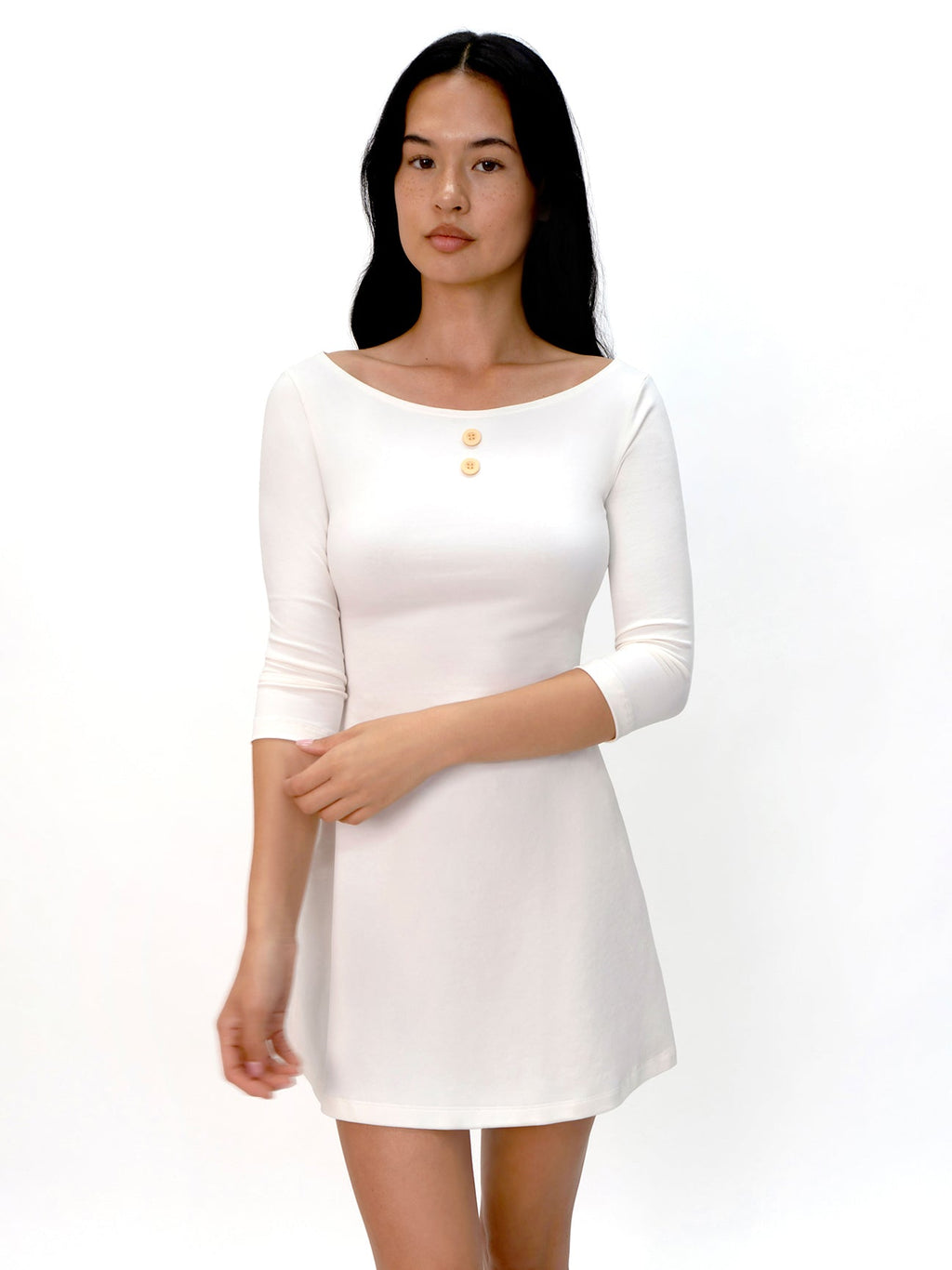 3/4 Sleeve Boat Neck Dress