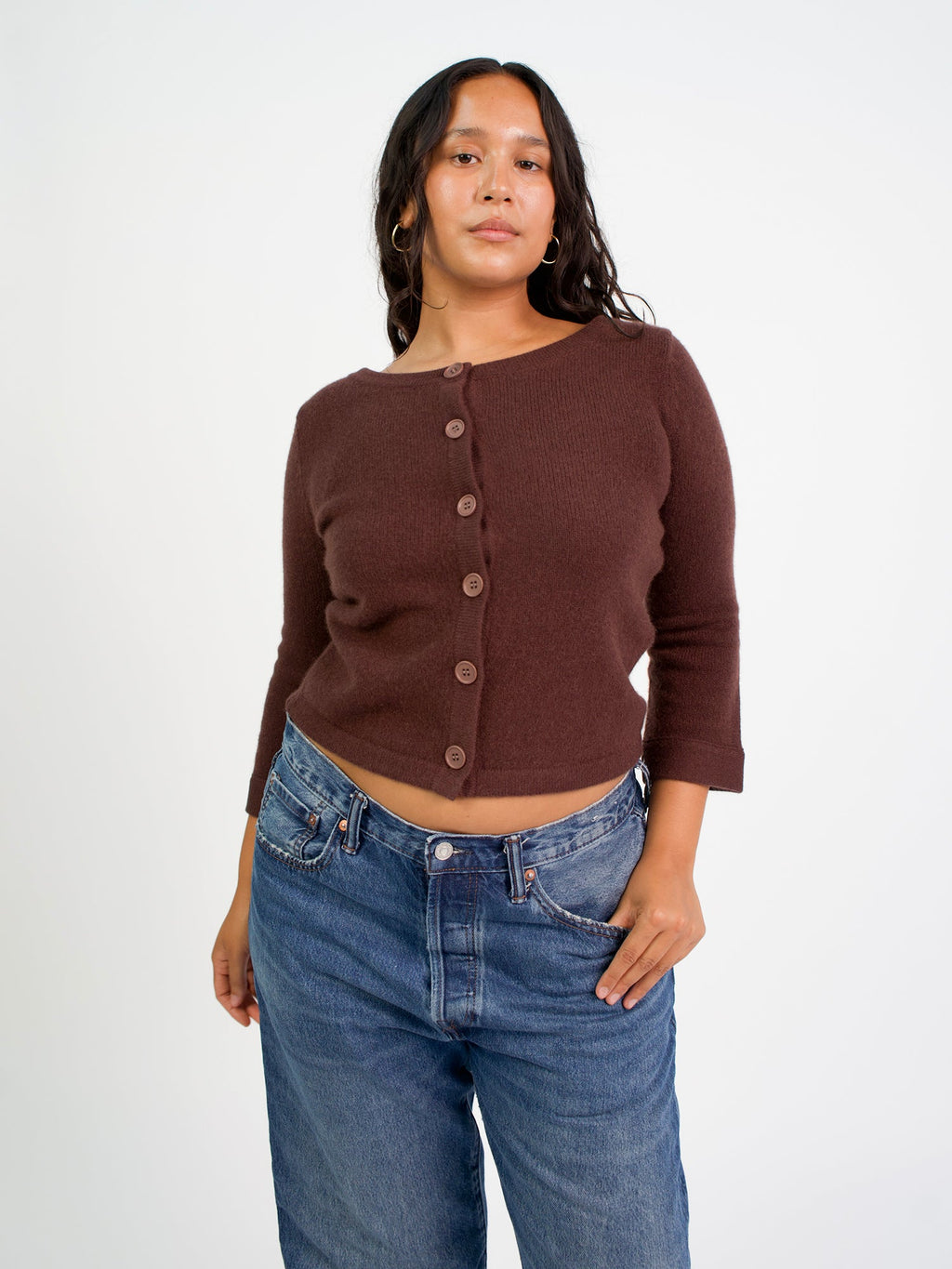 3/4 Sleeve Cashmere Cardigan