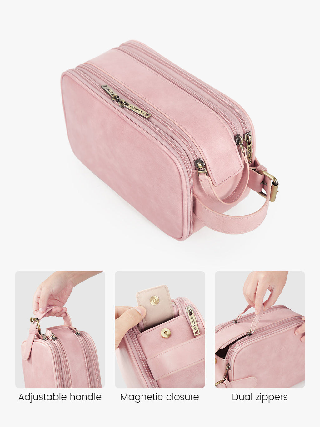 Elena Large Vegan Leather Toiletry Bag