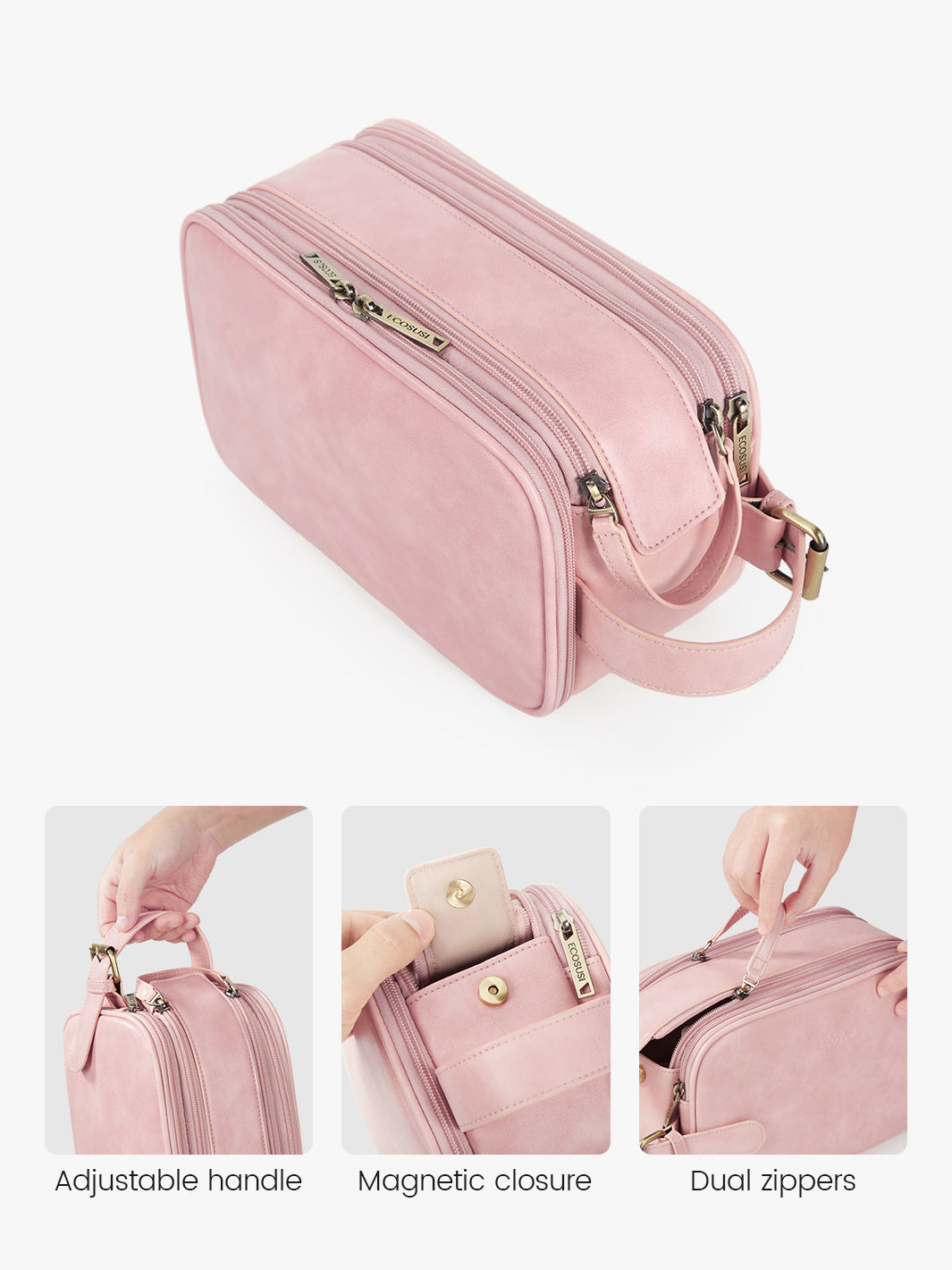 Elena Large Vegan Leather Toiletry Bag