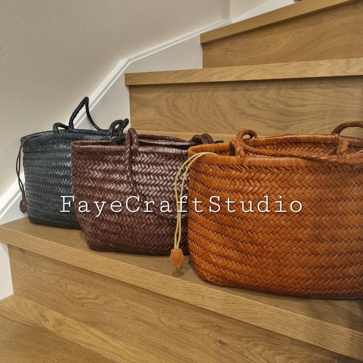 Lana Woven Leather Shoulder Tote Bag