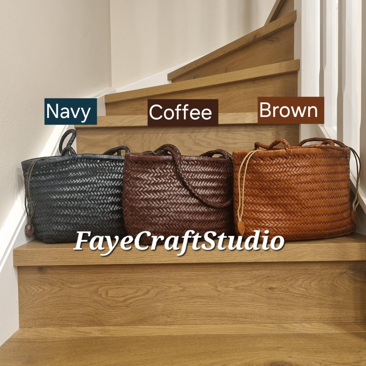 Lana Woven Leather Shoulder Tote Bag
