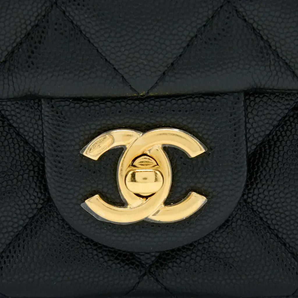 Chanel 23c Mini Flap Bag Chain Grained Calfskin Black