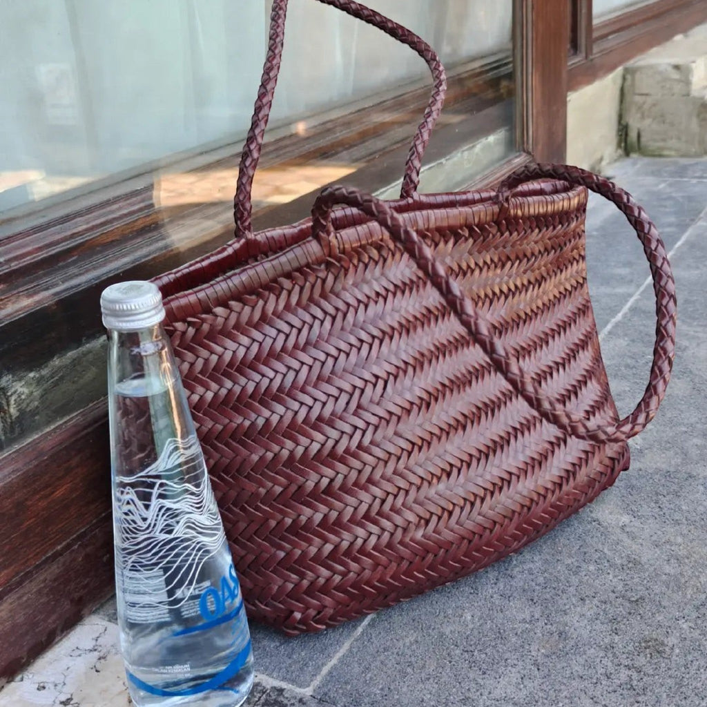 Lana Woven Leather Shoulder Tote Bag