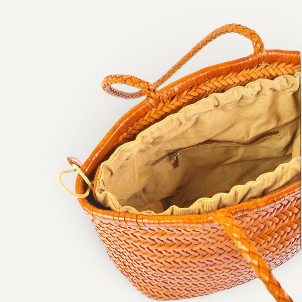 Lana Woven Leather Shoulder Tote Bag