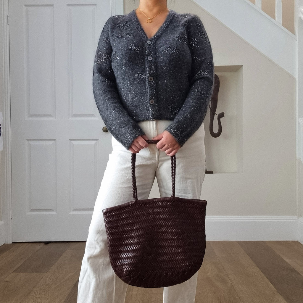 Lana Woven Leather Shoulder Tote Bag